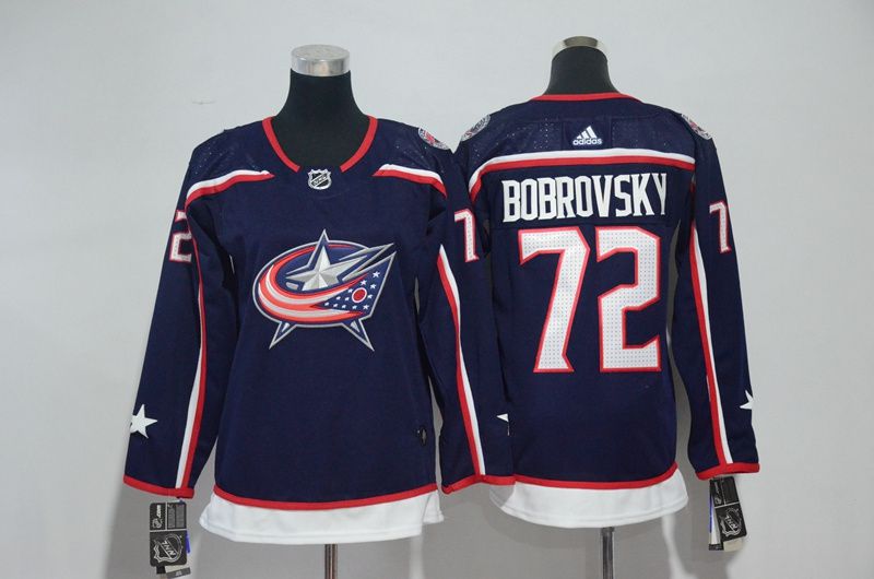 Women Columbus Blue Jackets #72 Bobrovsky Blue Hockey Stitched Adidas NHL Jerseys->detroit red wings->NHL Jersey